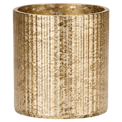 LED-Ljushållare Glass Ripple Ø80x85mm 6st/fp Guld